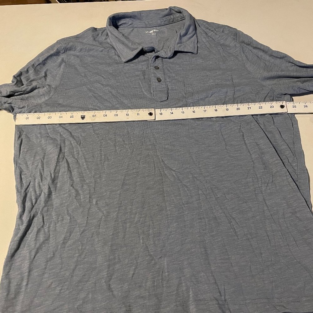 Lands' End Men's Slub Long Sleeve Polo Shirt with Pocket - Size XL, Light Blue